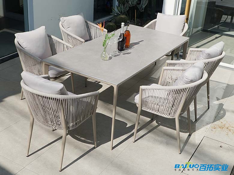 鋁合金支架巖板桌椅