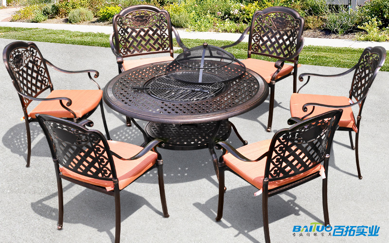 铸铝烧烤桌椅 铸铝烧烤桌椅
