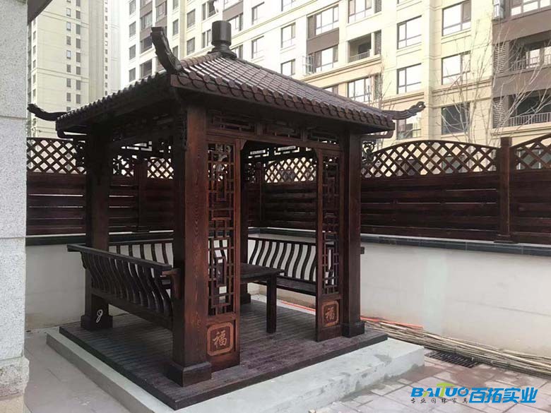 防腐木四角凉亭 (3)