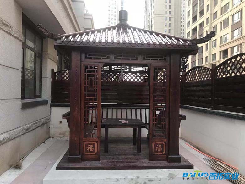 防腐木四角凉亭 (4)