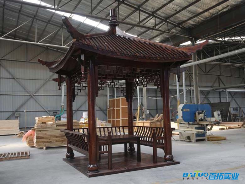 防腐木四角凉亭 (1)