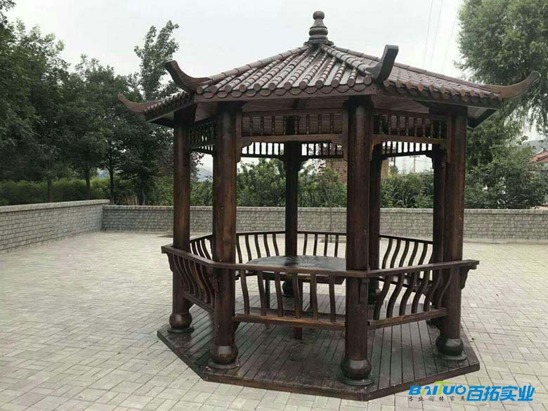 防腐木六角凉亭 (3)