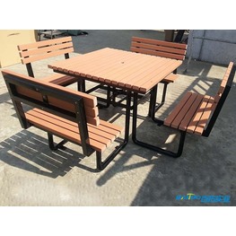 户外塑木连体桌椅定制