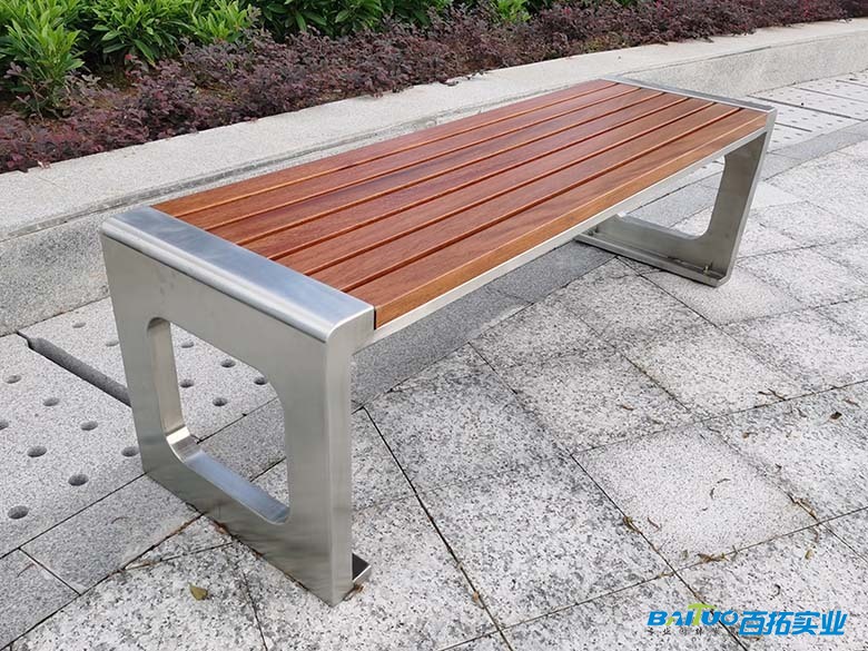 海棠木不锈钢户外长凳安装效果