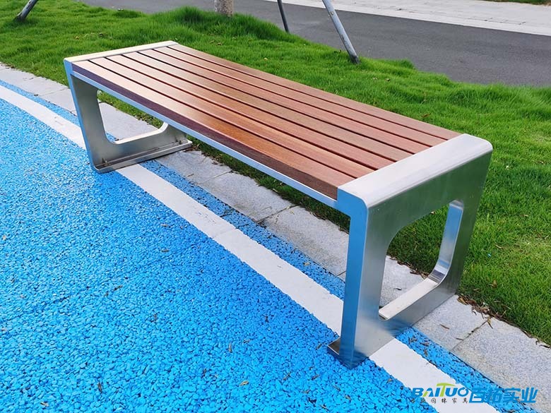 海棠木不锈钢户外长凳子