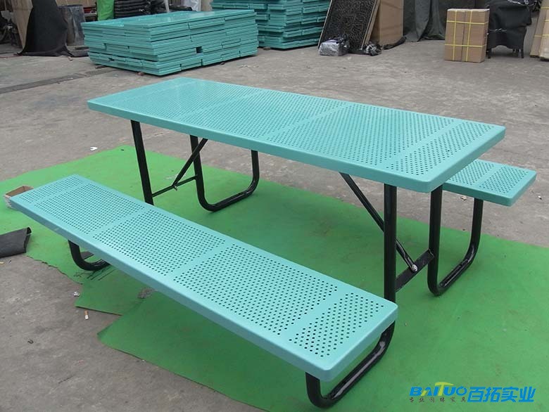 公园野餐冲孔连体桌椅 公园野餐冲孔连体桌椅