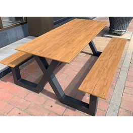 户外塑木连体桌椅定制